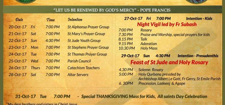 Feast of St Jude & Holy Rosary: Parish Feast 2017
